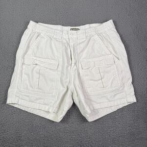 Talos Cargo Shorts Mens 38 White Elastic Waist 6” Hiking Travel Camping Utility